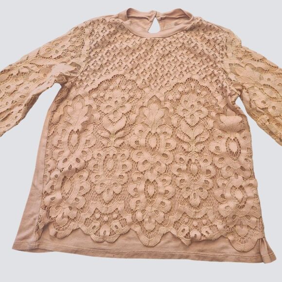 Art Class Top Lace Med Sleeves Pullover Soft Dusty Rose Sz XL 14 16 - Picture 1 of 12